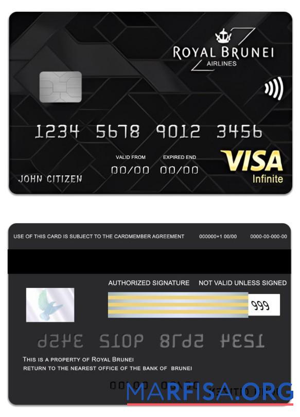 Downloadable Brunei Baiduri Bank Royal Brunei Visa Infinite Credit Card template